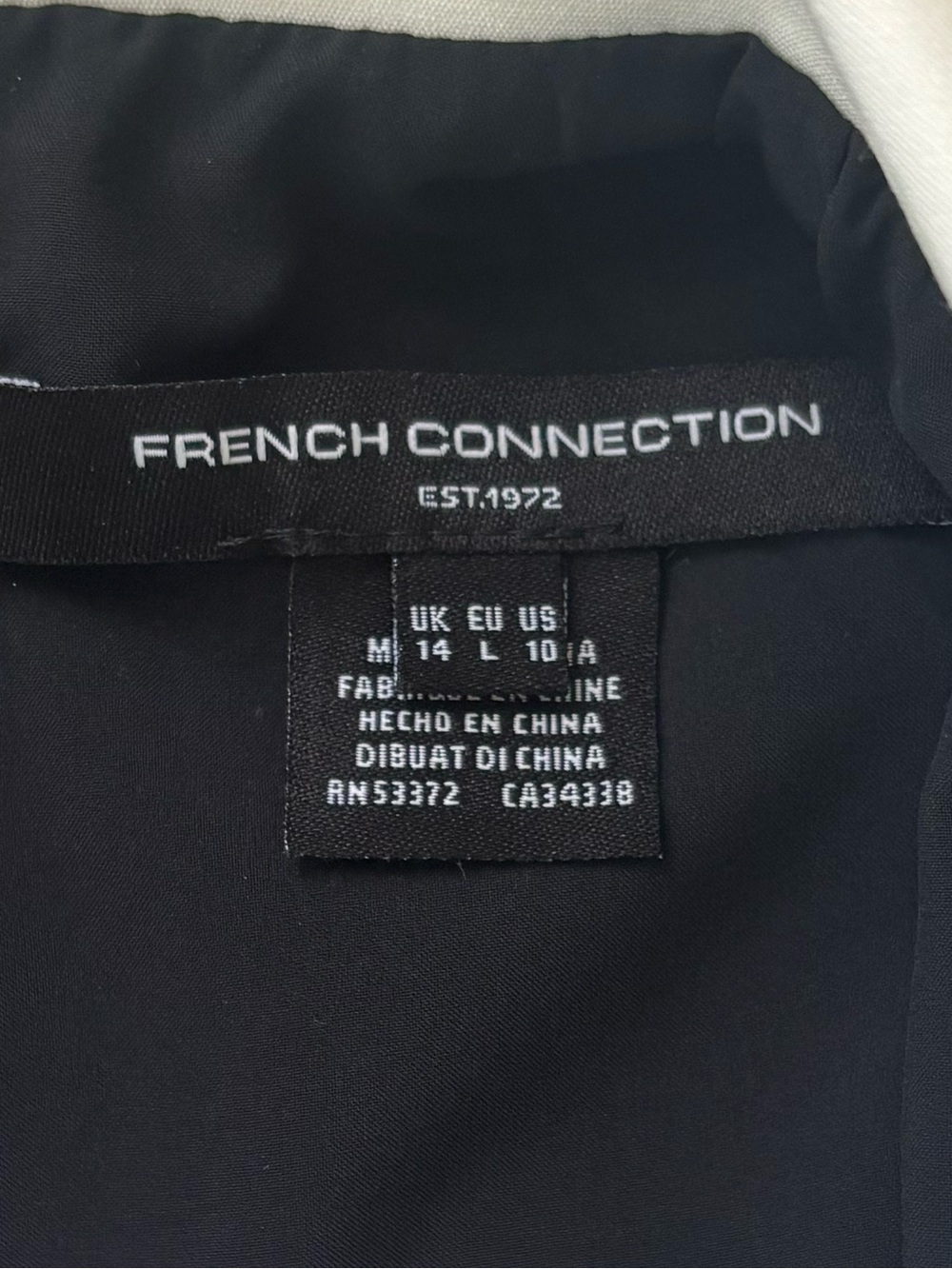 French Connection Echo Long Sleeve Collared Mini Dress Black White Size 10 - Picture 2 of 14